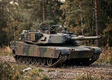 Camouflaged Tank in Forest