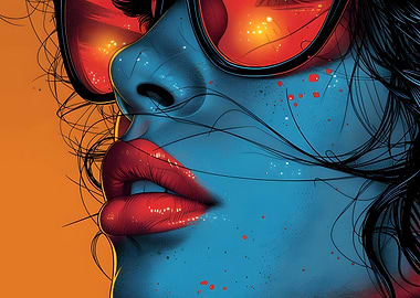 Close-up of a woman's face with sunglasses