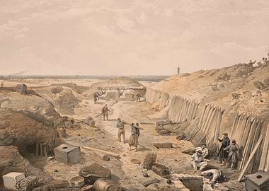 Military Siege Trenches with Soldiers