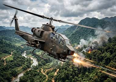 Attack Helicopter in Jungle Combat