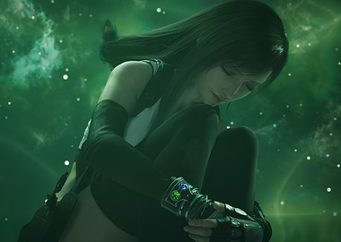 Final Fantasy VII Tifa Lockhart in a Green Nebula