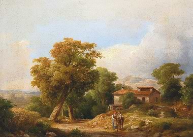 Pastoral Landscape with Figures and Farmhouse