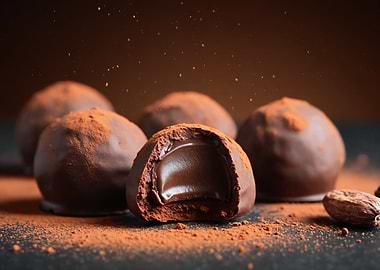 Gourmet Chocolate Truffles with Cocoa Powder