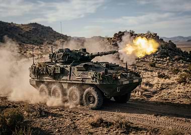 Armored Vehicle Firing in Desert