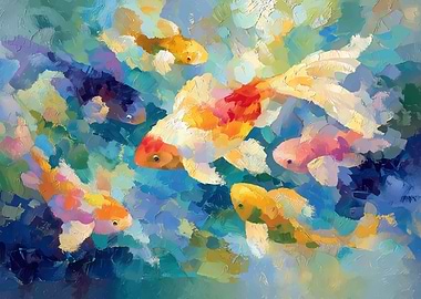Impressionist Koi Fish Painting