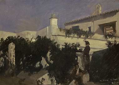 Twilight Courtyard with Figure