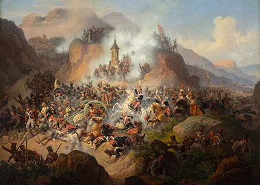 Epic Battle Scene in Mountains