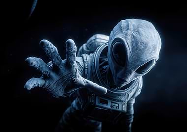 Alien Reaching out in Space