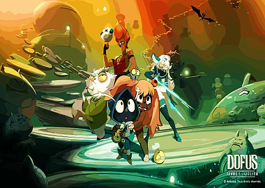 Dofus Characters in a Fantasy Landscape