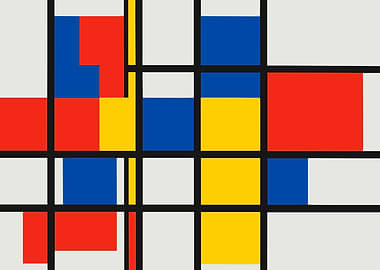 Abstract Mondrian-style grid with primary colors