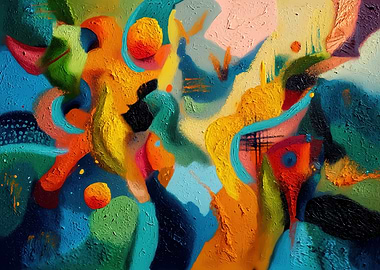 Vibrant Abstract Oil Painting