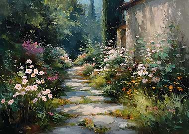 Enchanting Garden Path with Stone Steps