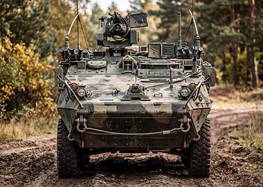 Military Armored Vehicle in Forest