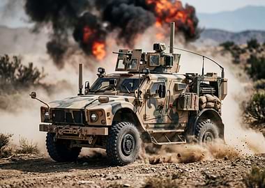 Military vehicle in action
