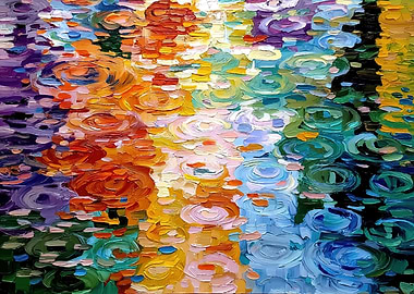 Impressionistic Water Lily Painting