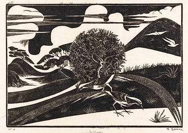 Birds in a Stylized Landscape