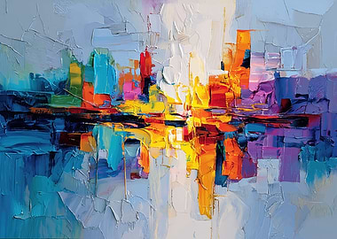 Abstract Cityscape Reflection Painting