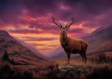 Majestic Stag at Sunset