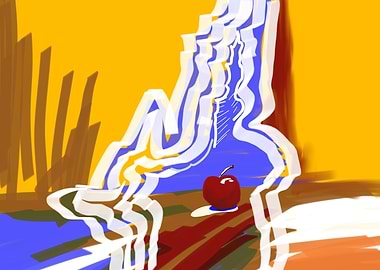 Abstract Waterfall with apple