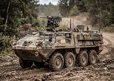 Armored Vehicle Driving Through Mud