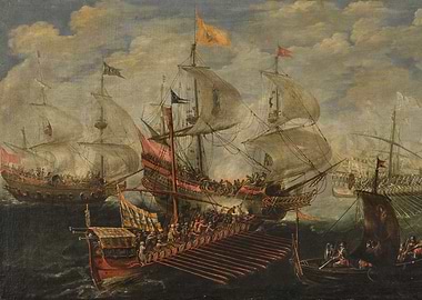Naval Battle Painting