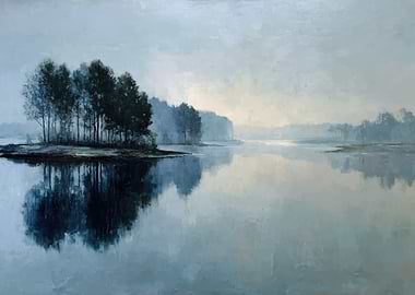 Misty Island Reflection