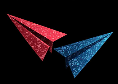 Red and Blue Paper Airplanes