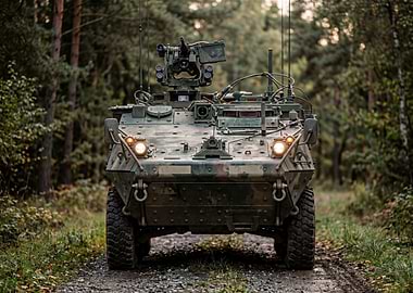 Military Armored Vehicle in Forest
