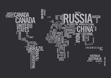 World Map Text Art