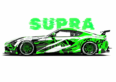 Supra Car with Neon Green Graphics