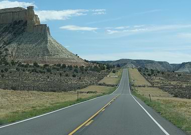 Desert Highway Leading to Mountains