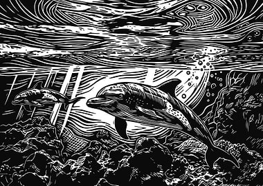 Dolphins swimming in the ocean