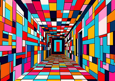 Colorful Geometric Hallway Art