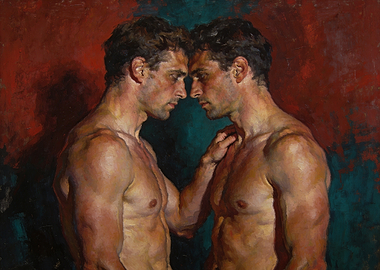 Two men embracing