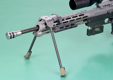 Sniper rifle bipod and muzzle brake