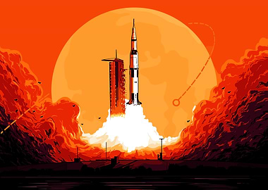 Rocket Launch at Sunset