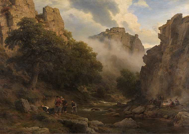 Soldiers in a Mountainous Landscape
