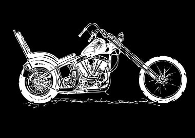 White Motorcycle on Black Background