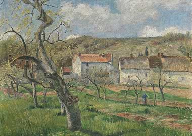 Impressionist Landscape of a Village in Spring