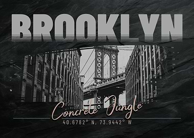 Brooklyn New York Typography Urban Concrete Jungle Cityscape