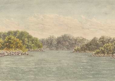 Waterway between wooded islands