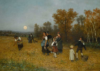 Harvest Scene Under the Full Moon