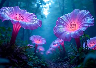 Enchanted Forest with Glowing Flowers