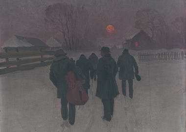 Winter Moonlit Night with Musicians