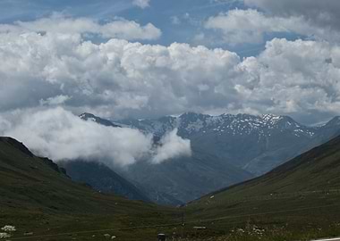 Mountain Valley with Clouds