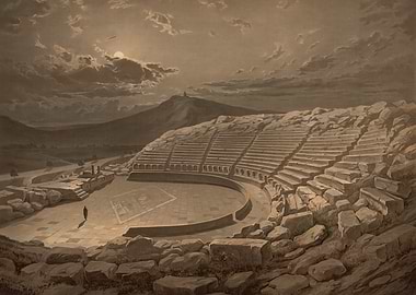Ancient Amphitheater Under Moonlight