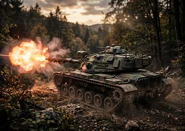 Tank Firing in Forest