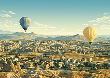 Cappadocia Hot Air Balloons - Scenic Turkish Landscape Art Print