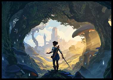 Fantasy Warrior in Enchanted Forest