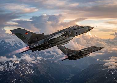German Tornado Jets Flying Over Mountains